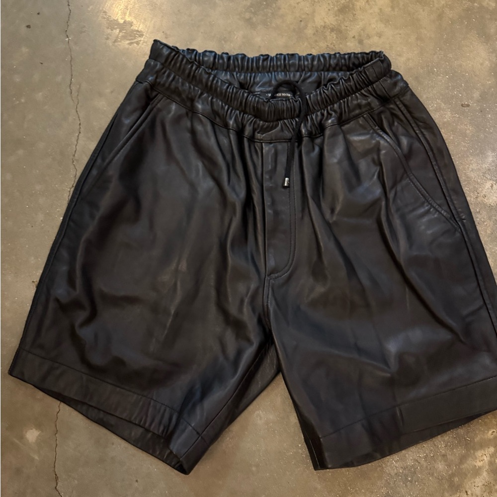 Surface to Air Black Leather Athletic Shorts